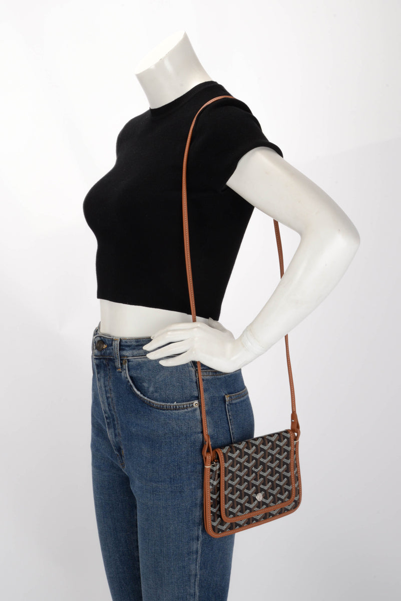 Goyard Black & Tan Goyardine Plumet Pocket Wallet Mini Bag