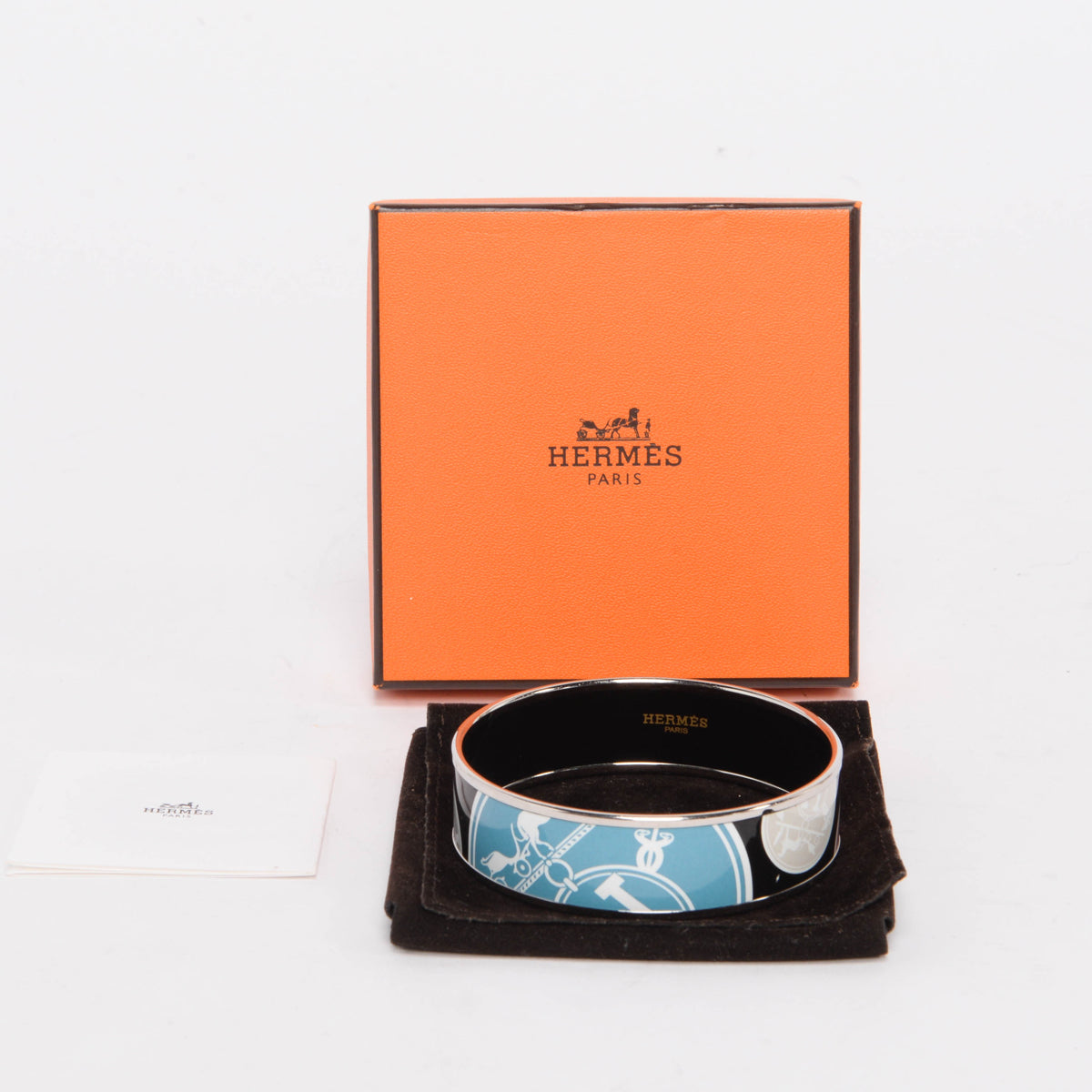 Hermes Black Enamel Confettis d'Ex Libris Wide Bangle