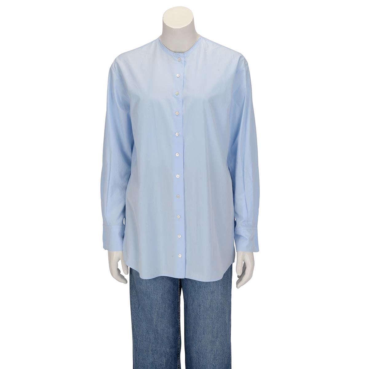 Dior Pale Blue Cotton Collarless Shirt FR 38