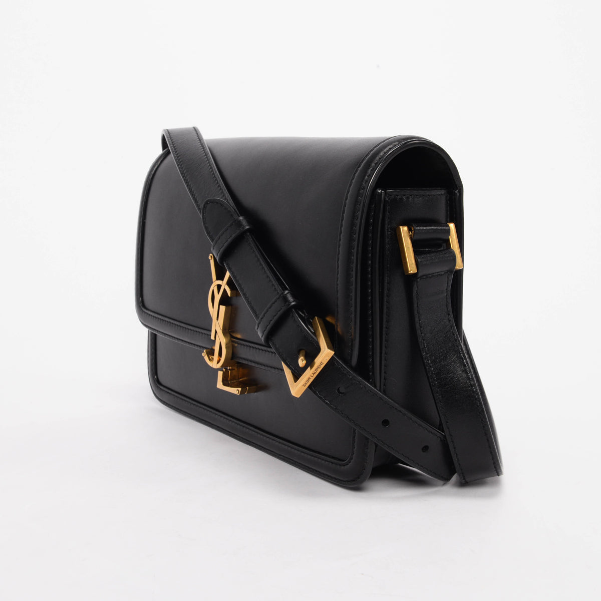 Saint Laurent Black Box Calf Medium Solferino Satchel Bag