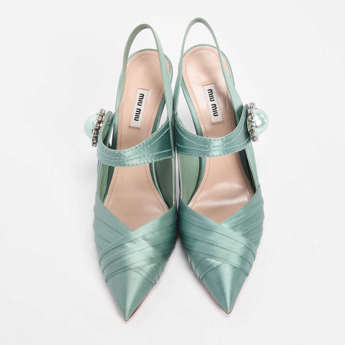 Miu Miu Mint Satin Cross Pumps 41