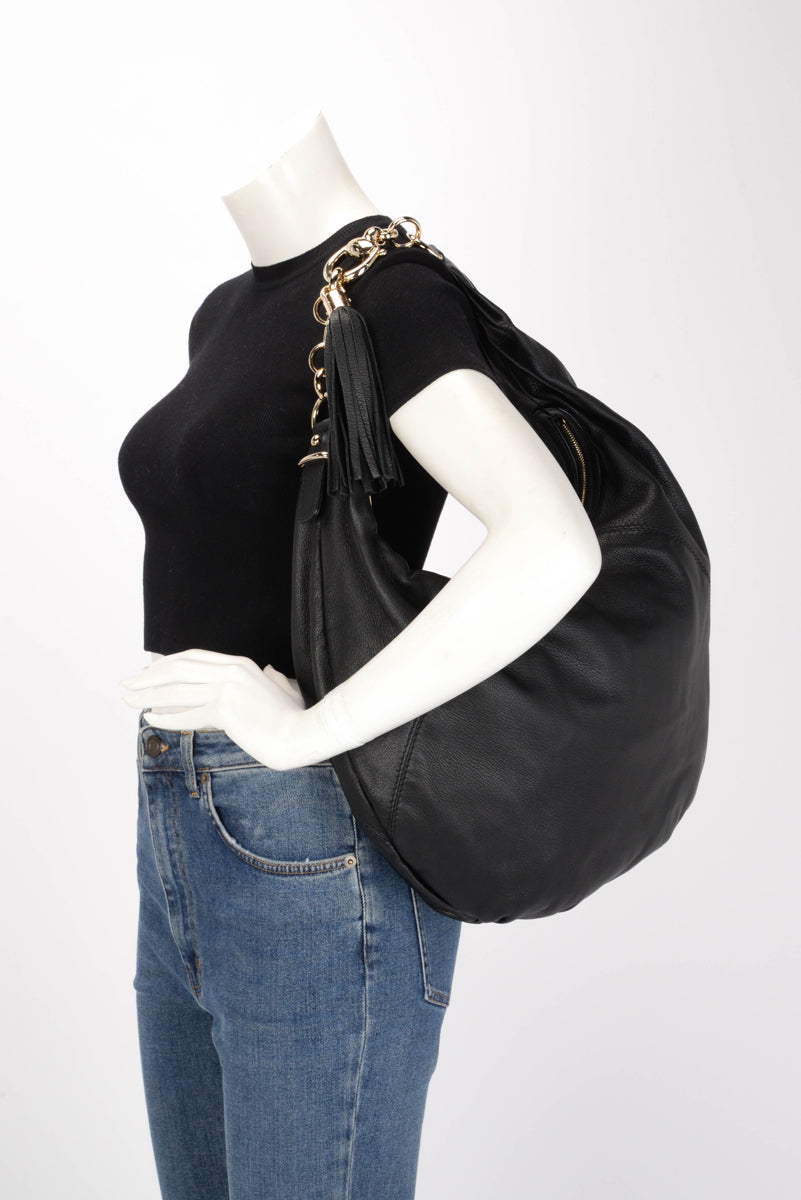 Gucci Black Calfskin Medium Sienna Hobo Bag