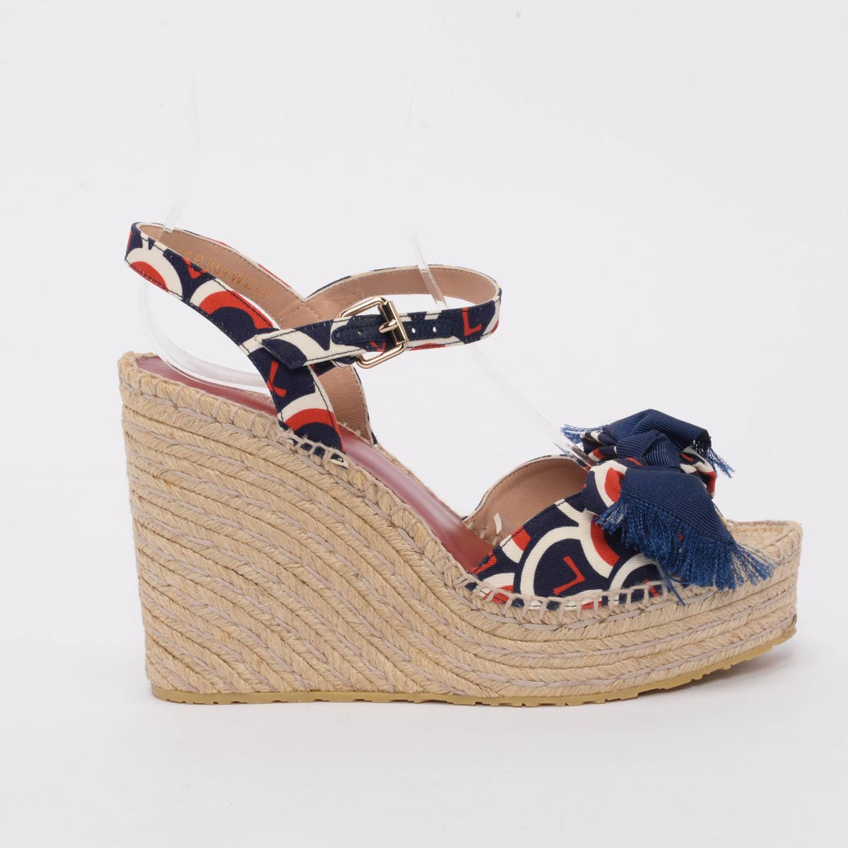 Valentino Multi Colour Twill Bow Espadrille Wedges