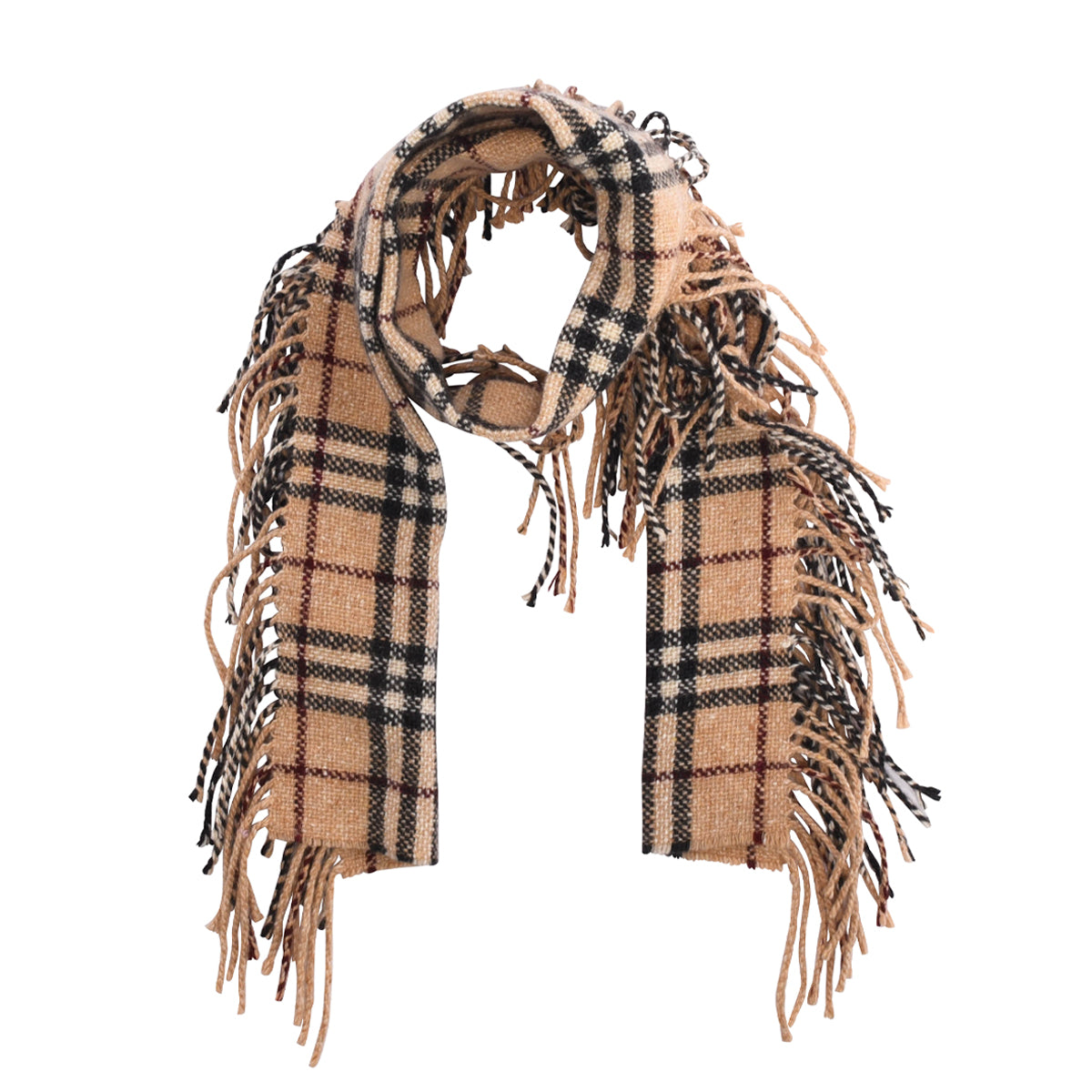 Burberry Nova Check Merino Wool Fringed Scarf