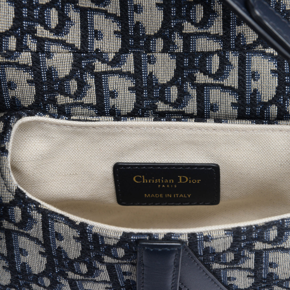 Dior Blue Oblique Canvas Mini Saddle Bag & Wide Strap