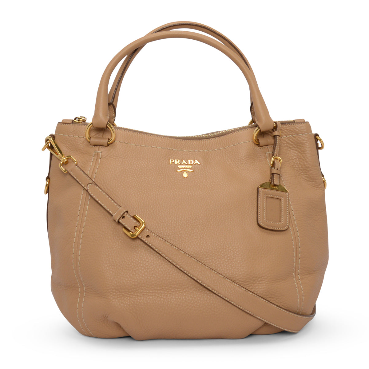 Prada Beige Grained Calfskin Vitello Daino Bag