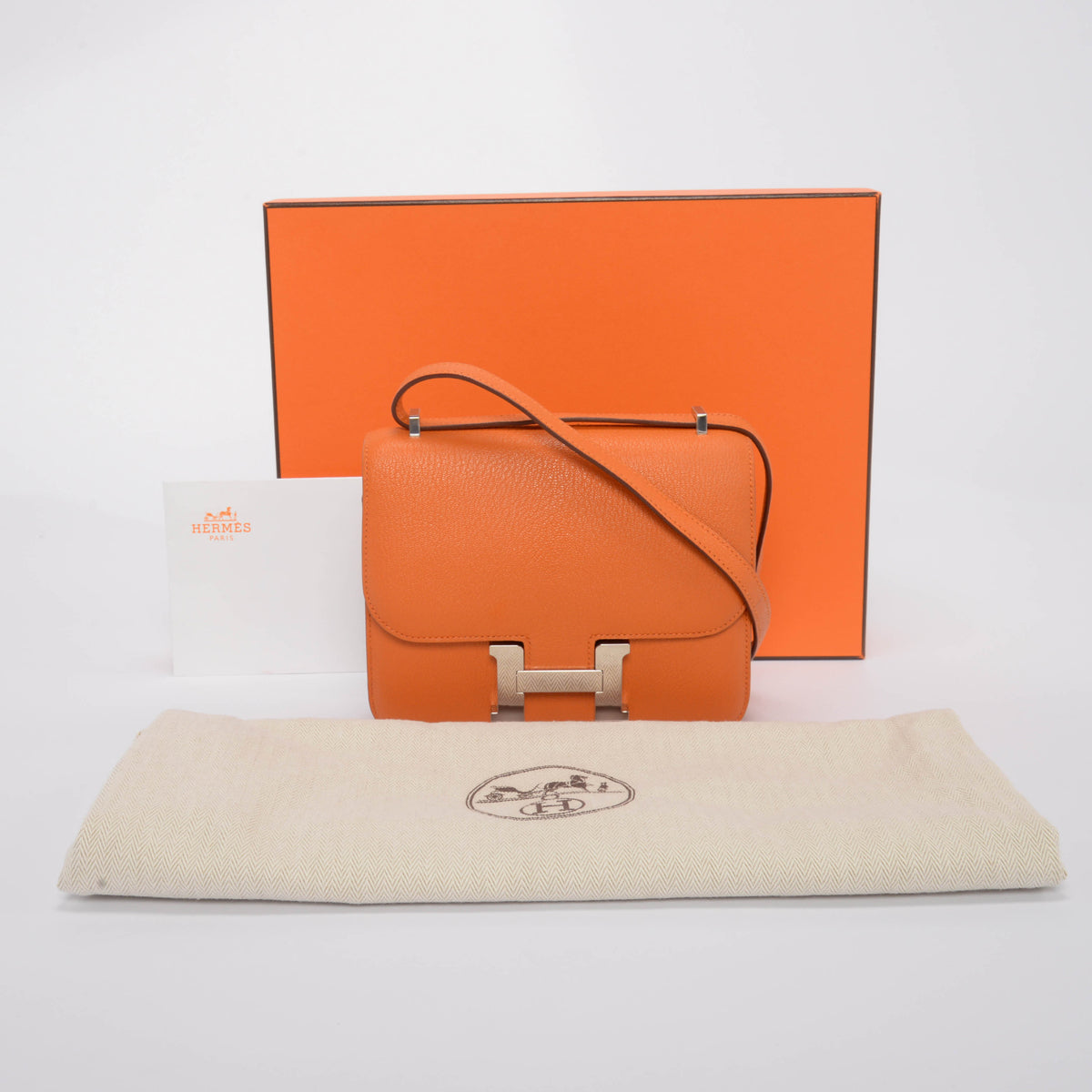 Hermes Orange & Rose Azalee Chevre Mysore Verso Constance 18