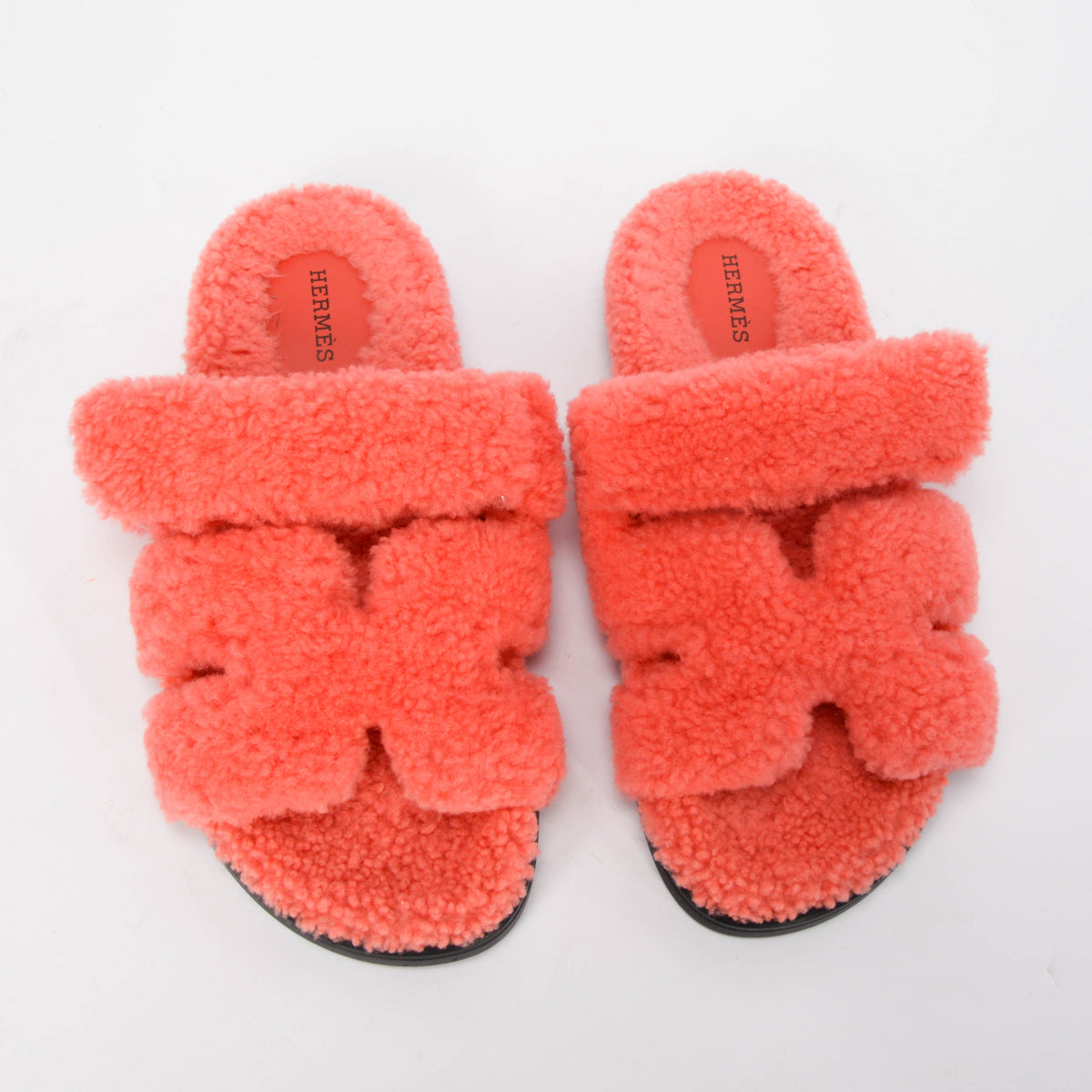 Hermes Rose du Désert Shearling Chypre Sandals 38