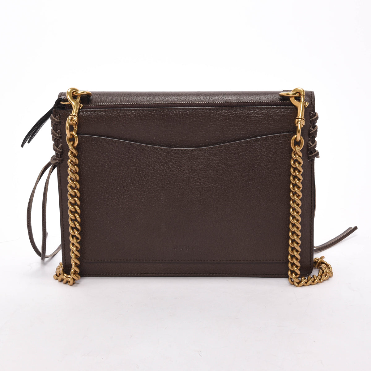 Gucci Brown Grained Calfskin Animalier Chain Bag