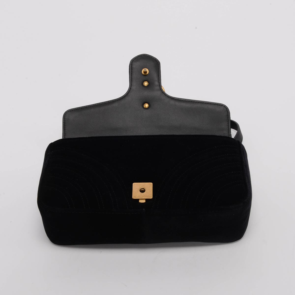 Gucci Black Velvet Matelasse Small GG Marmont Bag