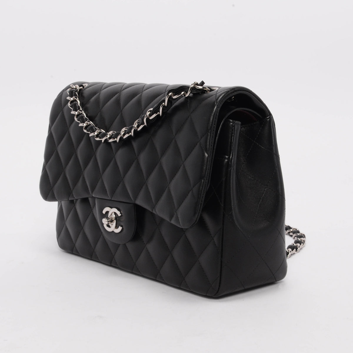 Chanel Black Quilted Lambskin Large Double Flap Bag