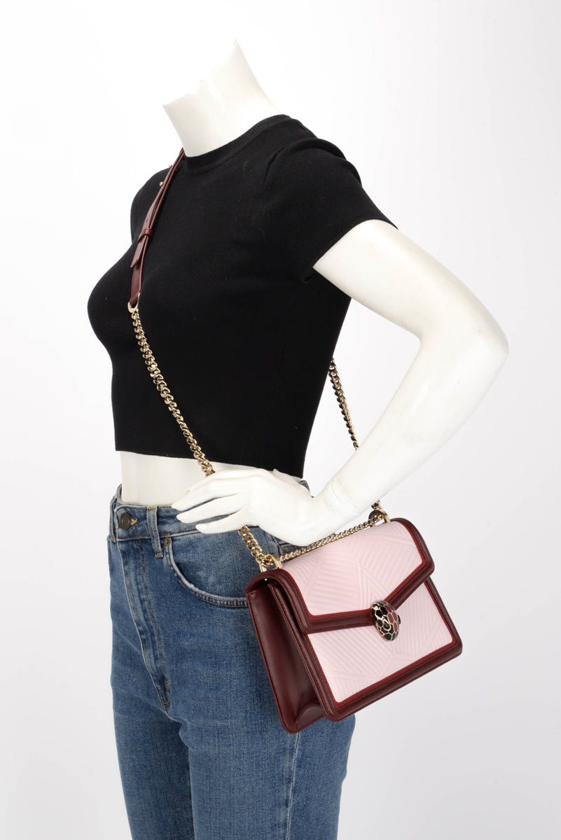 Bulgari Tri-Colour Nappa Diamond Blast Serpenti Forever Shoulder Bag