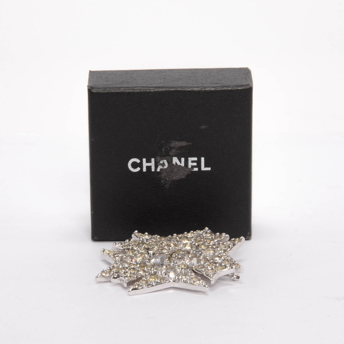 Chanel Silver Crystal Maltese Cross Brooch