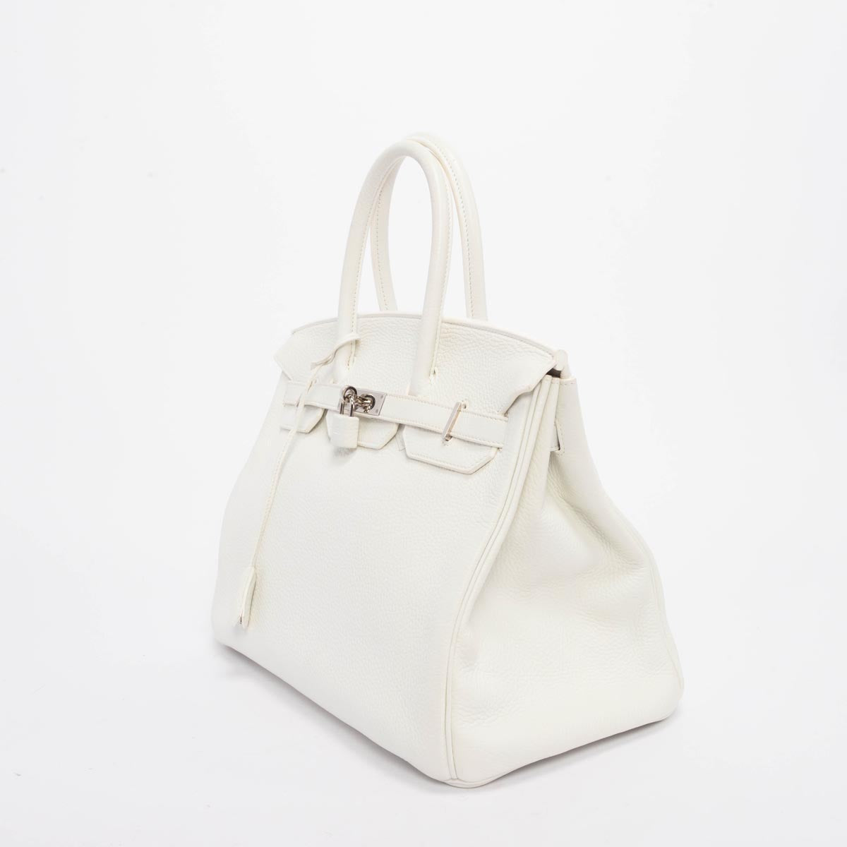 Hermes White Clemence Birkin 35 PHW