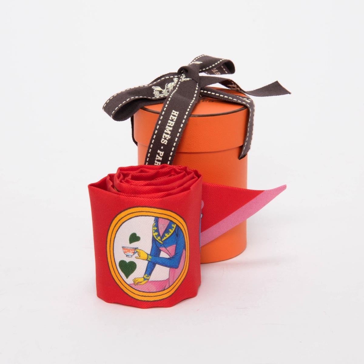 Hermes Rouge Vif Silk Tea Time Twilly