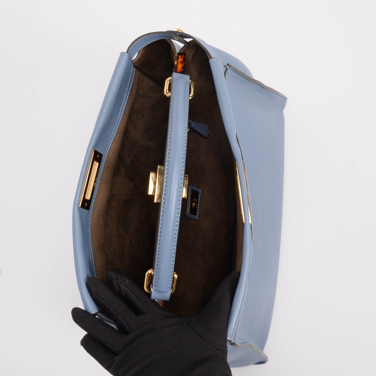 Fendi Light Blue & Tortoiseshell Calfskin Large Peekaboo Bag