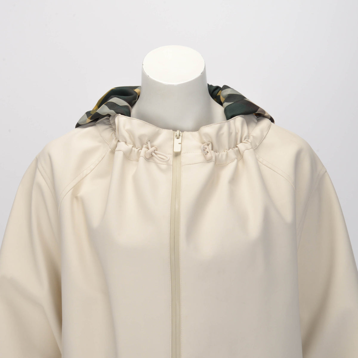 Burberry Cream Polyester Check Hood Parka Coat M