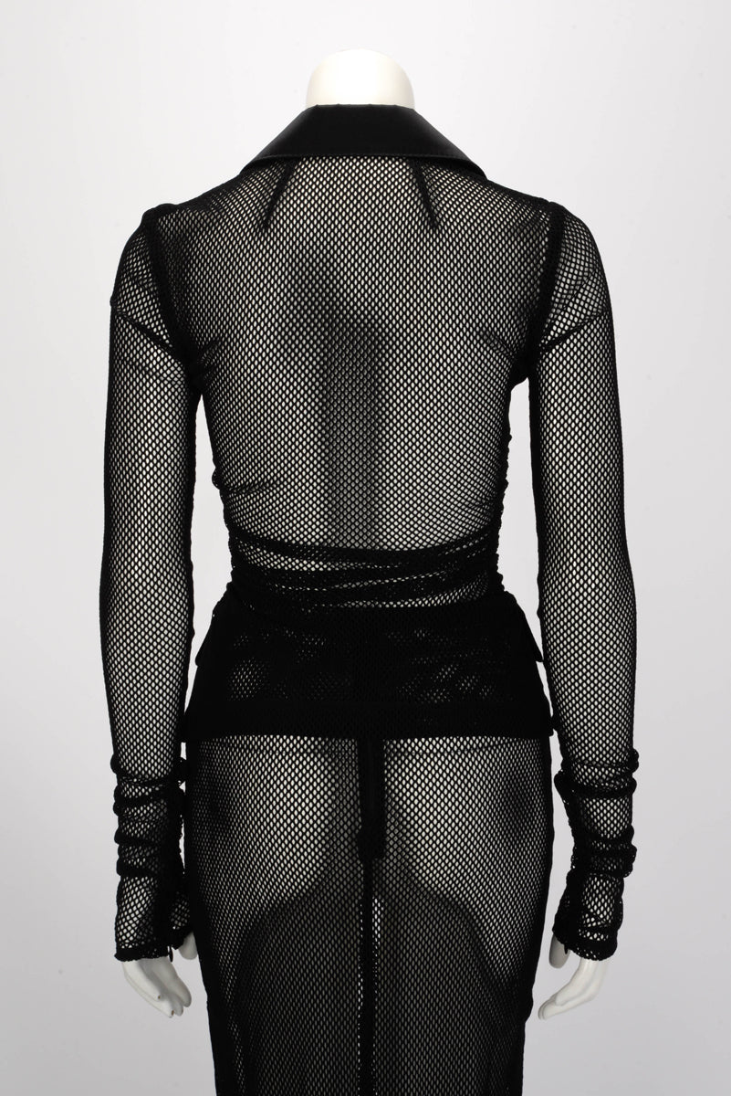 Dolce & Gabbana Black Mesh Fishnet Skirt Suit IT 40