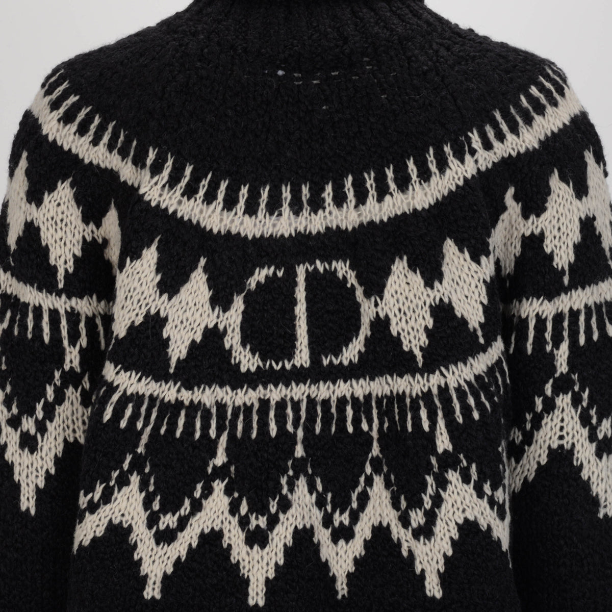 Dior Black & Ecru Knit DiorAlps Turtleneck Sweater FR 40
