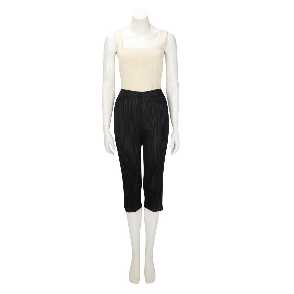 Pleats Please Issey Miyake Black Pleated Cropped Pants