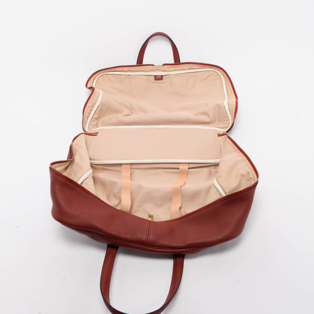 Hermes Rouge H Clemence Victoria Travel Bag 50