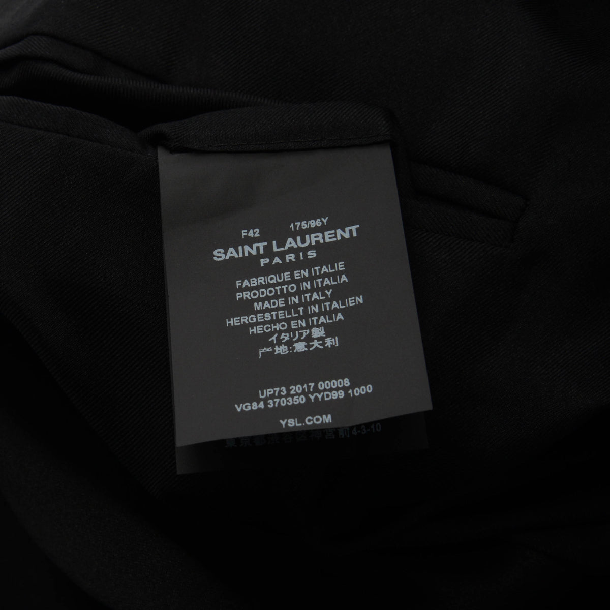 Saint Laurent Black Wool Tuxedo Style Blazer FR 42