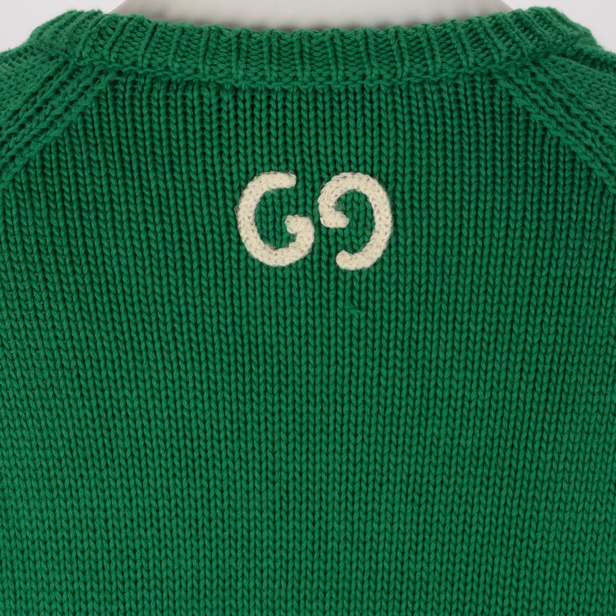 Gucci Green Cable Knit GG Sweater L