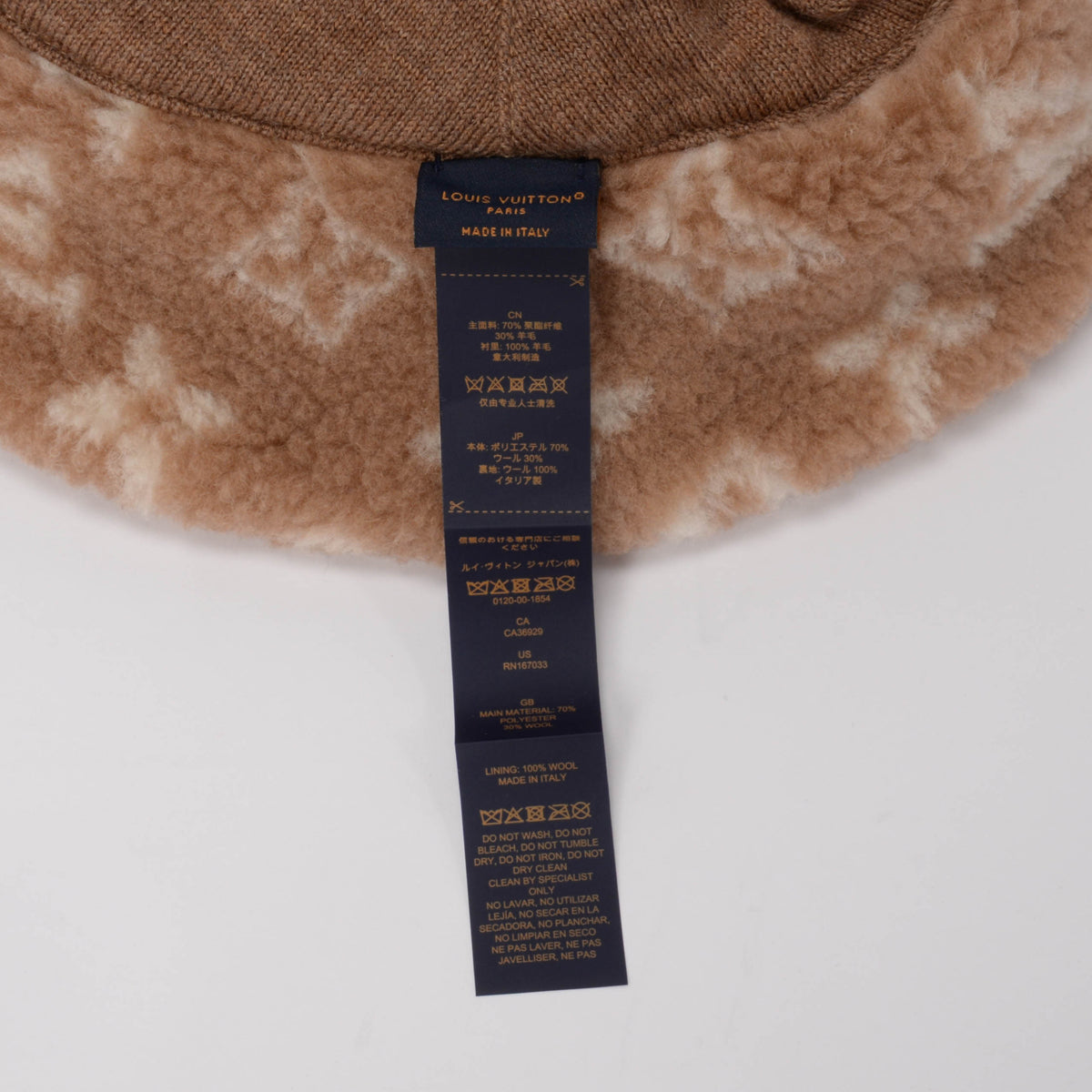 Louis Vuitton Beige Monogram Fleece Bob Bucket Hat