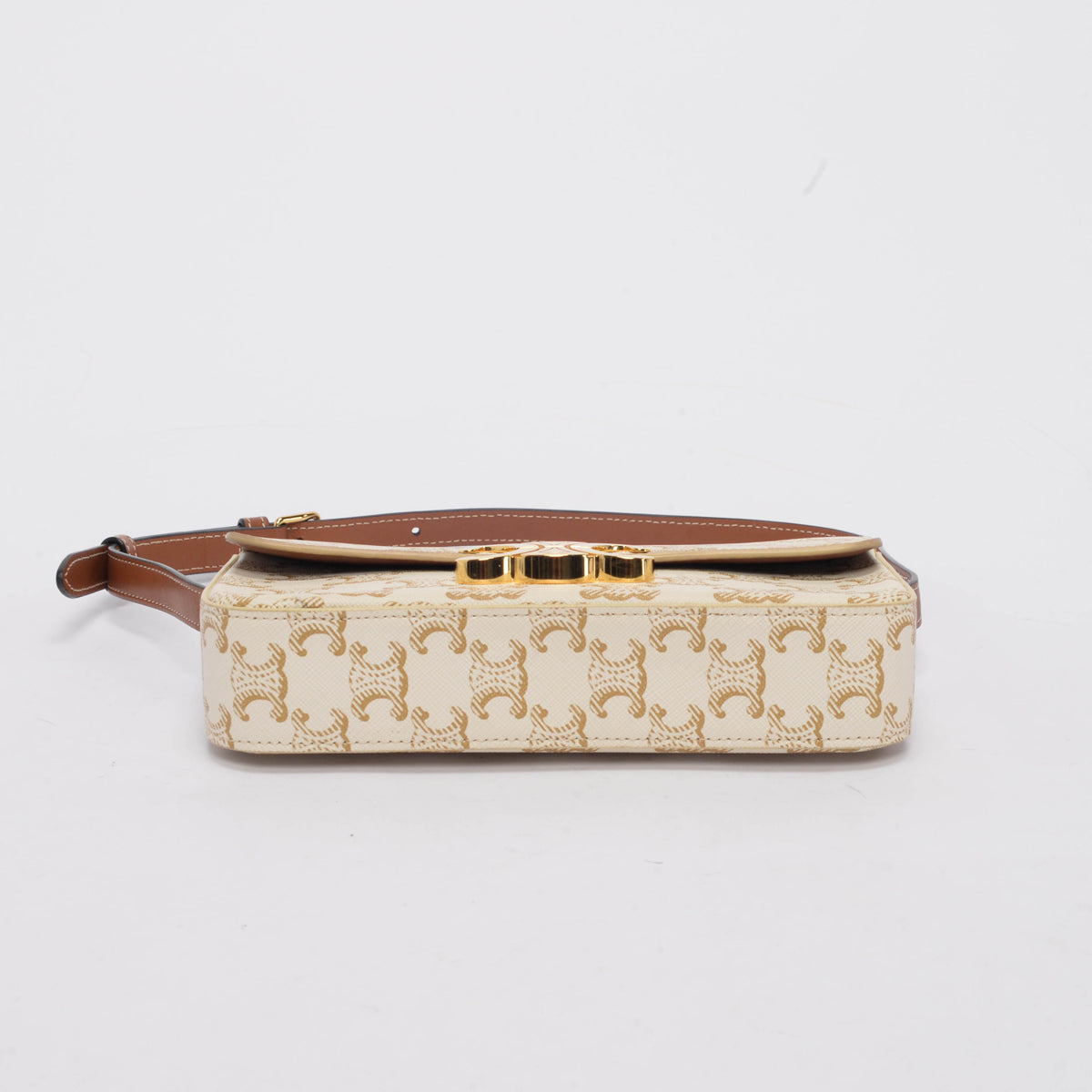 Celine White Triomphe Canvas Claude Shoulder Bag