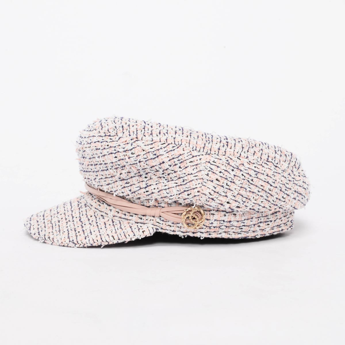 Chanel Pink Tweed Newsboy Cap