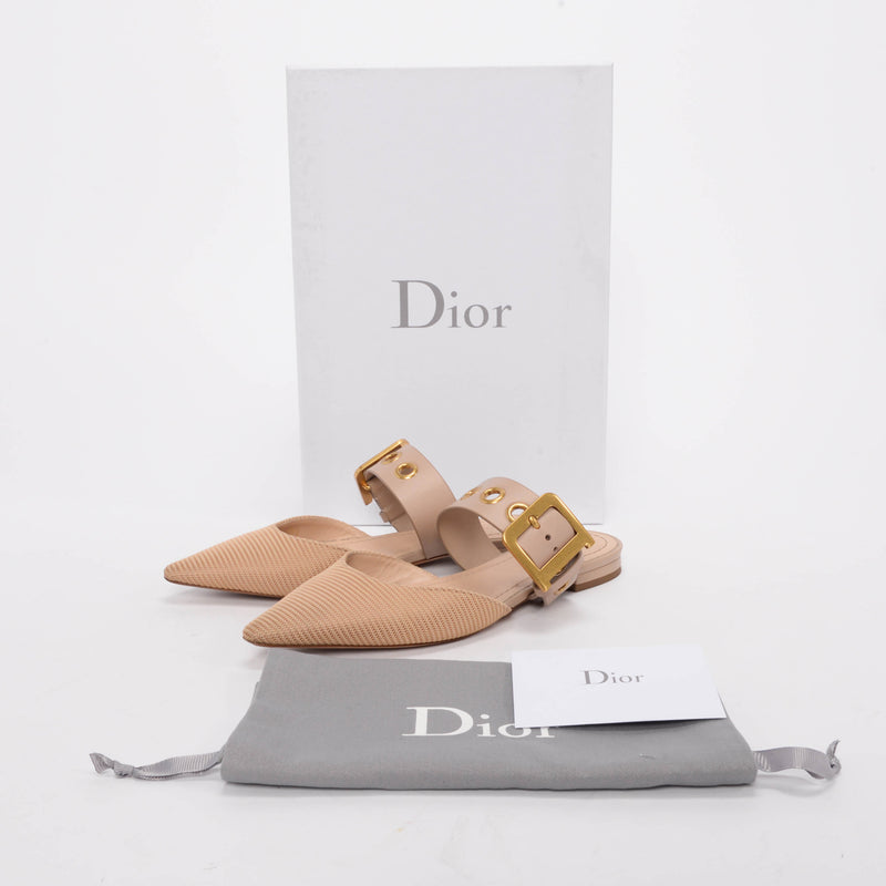 Dior Beige Technical Fabric D-Dior Flats 35.5 - Blue Spinach