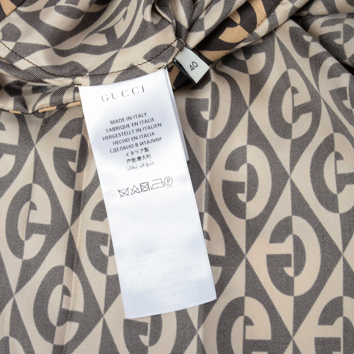 Gucci Brown Silk G Rhombus Print Dress It 40