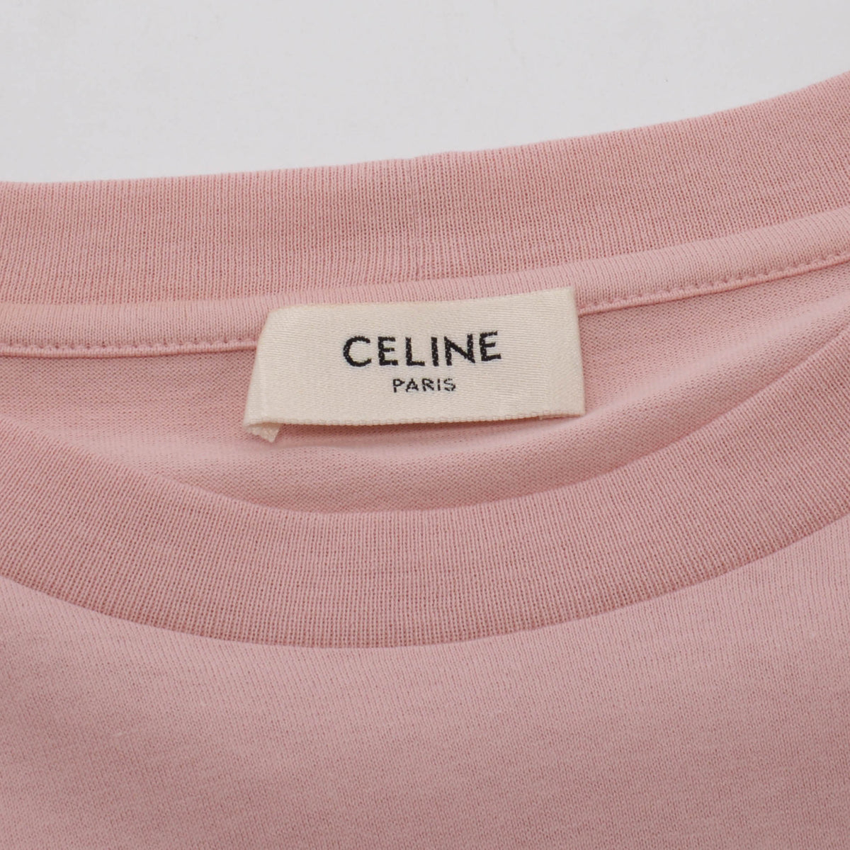 Celine Pink Cotton Logo Cropped T-Shirt M