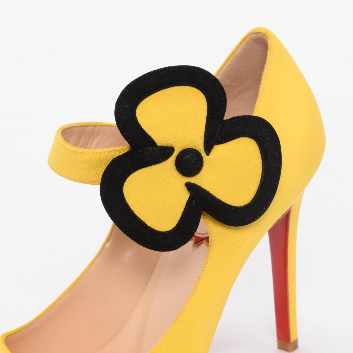 Christian Louboutin Yellow Satin Pensee Mary Jane Pumps 37