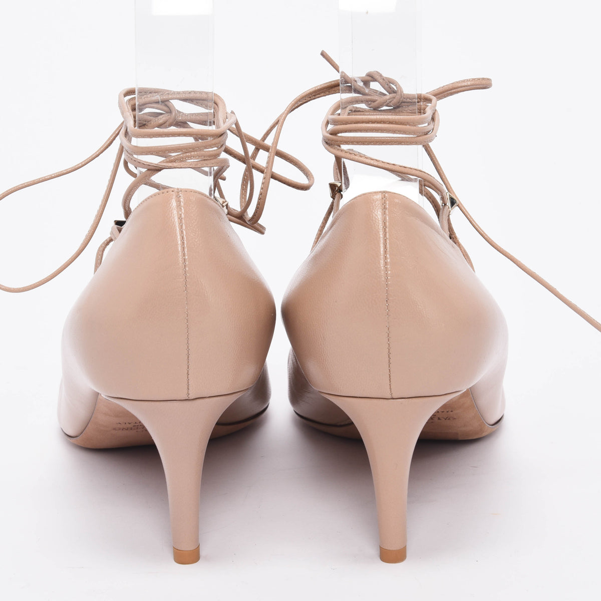 Valentino Poudre Calfskin Lace Up Pumps 42