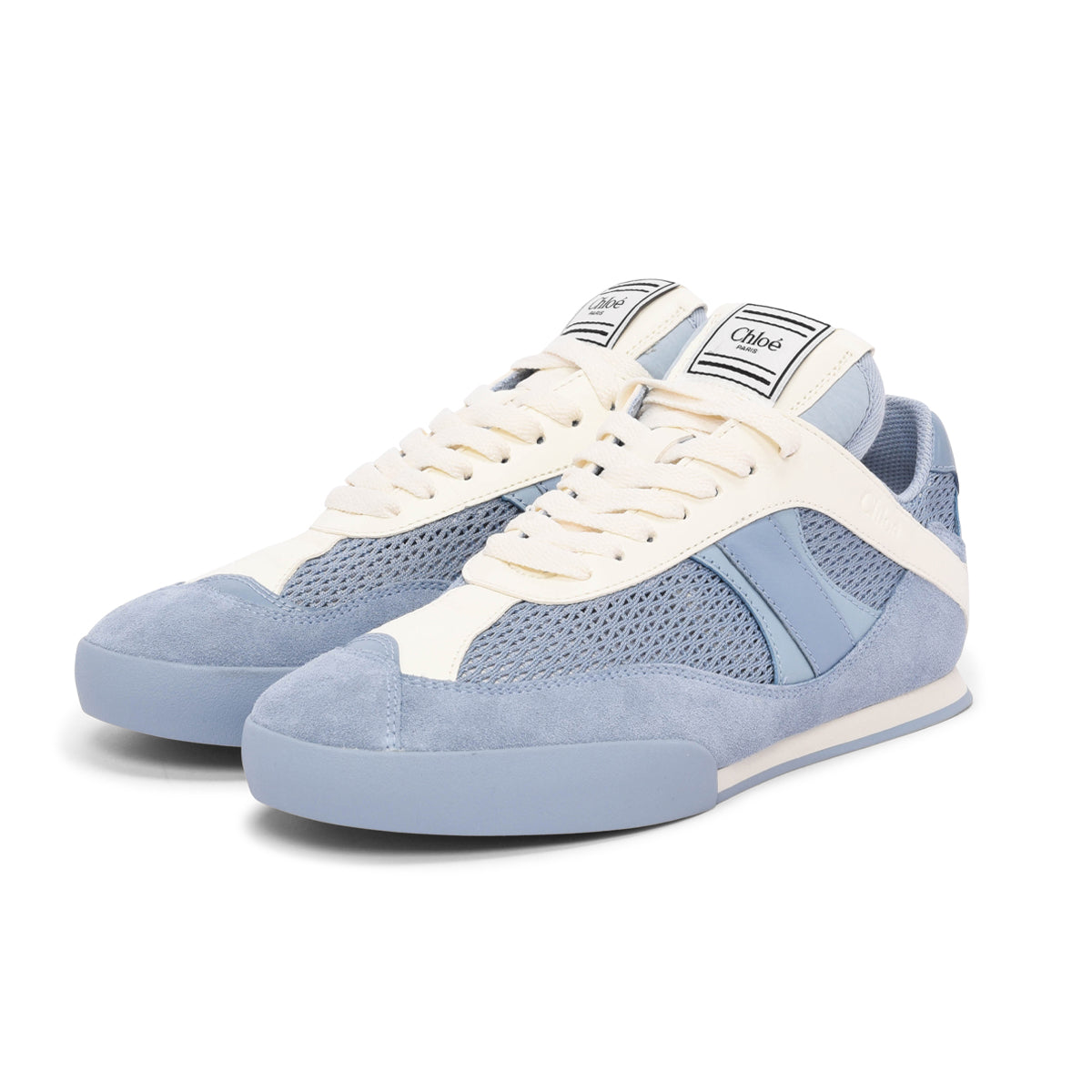 Chloe Pearl Blue Suede & Mesh Kick Sneakers 39