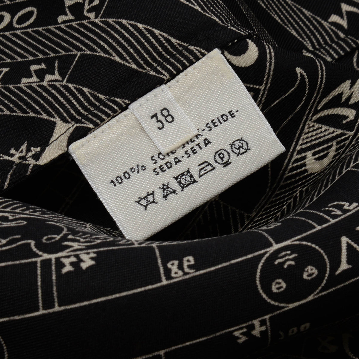 Hermes Black Silk Dies et Hore Blouse FR 38