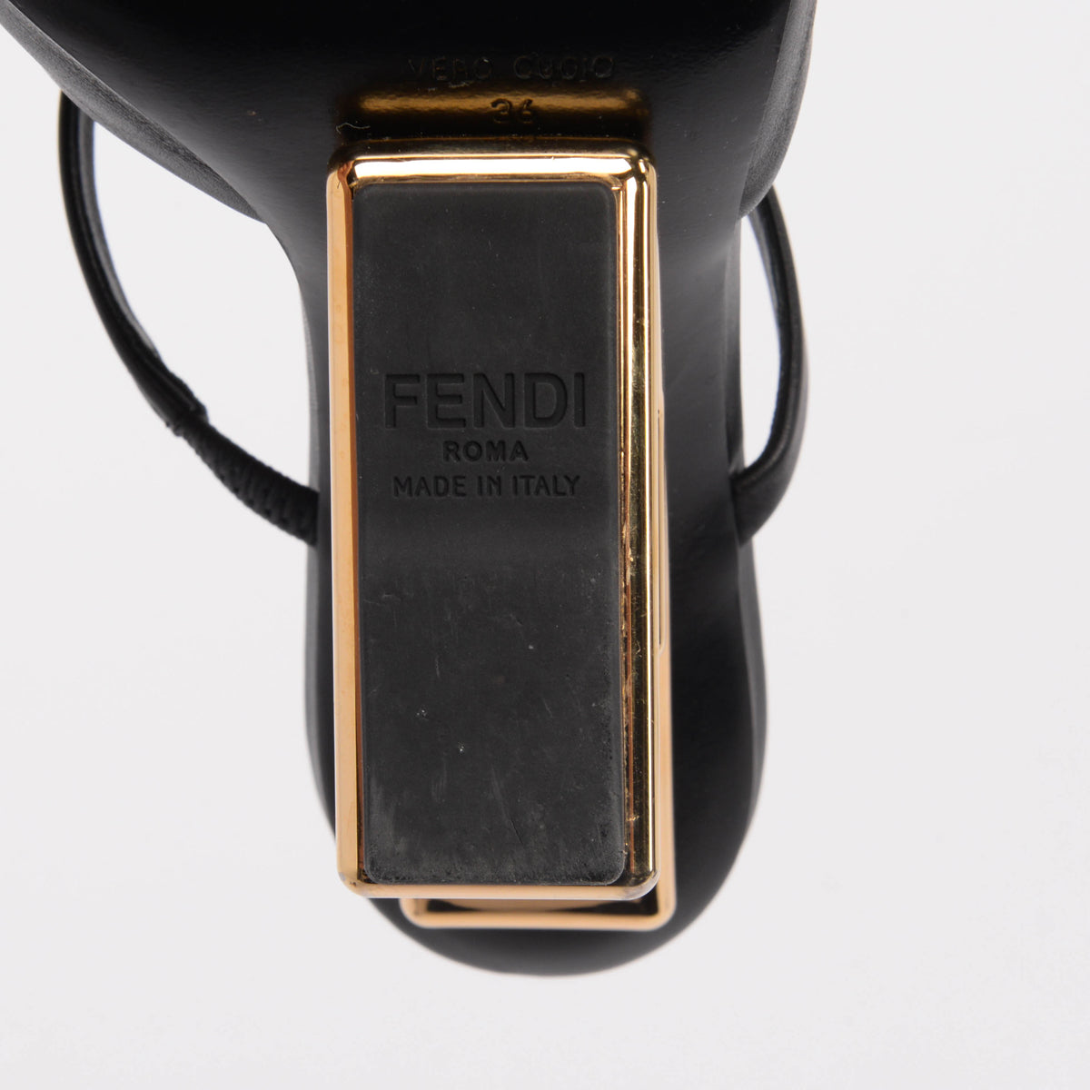 Fendi Black Lambskin Fendi First Mules 36