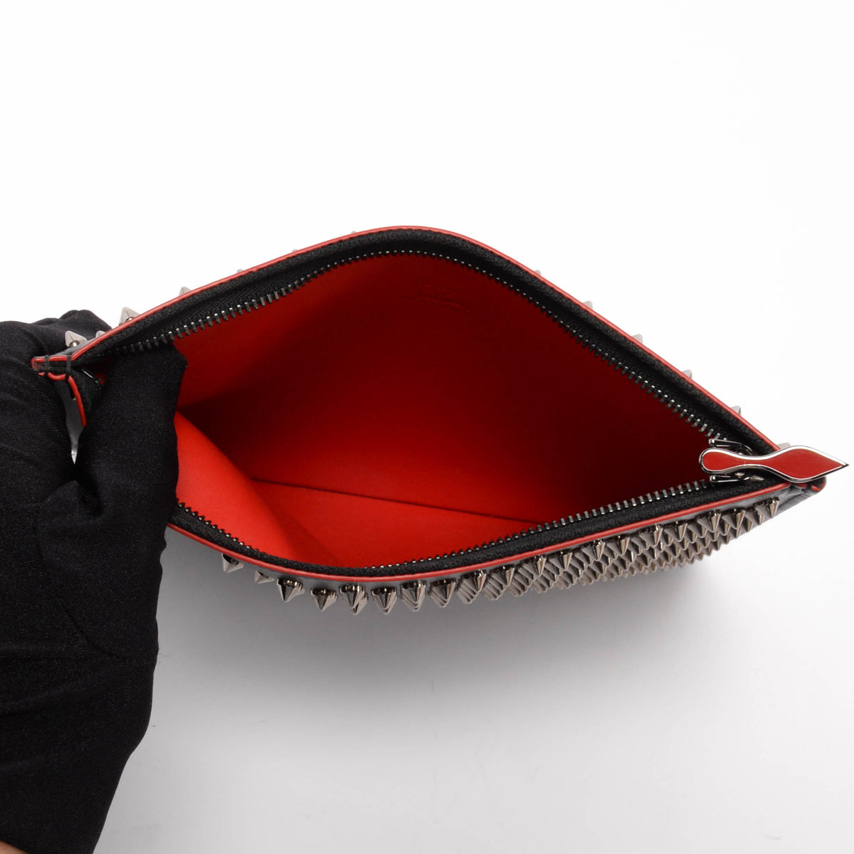 Christian Louboutin Black Calfskin Spike Loubiposh Pouch