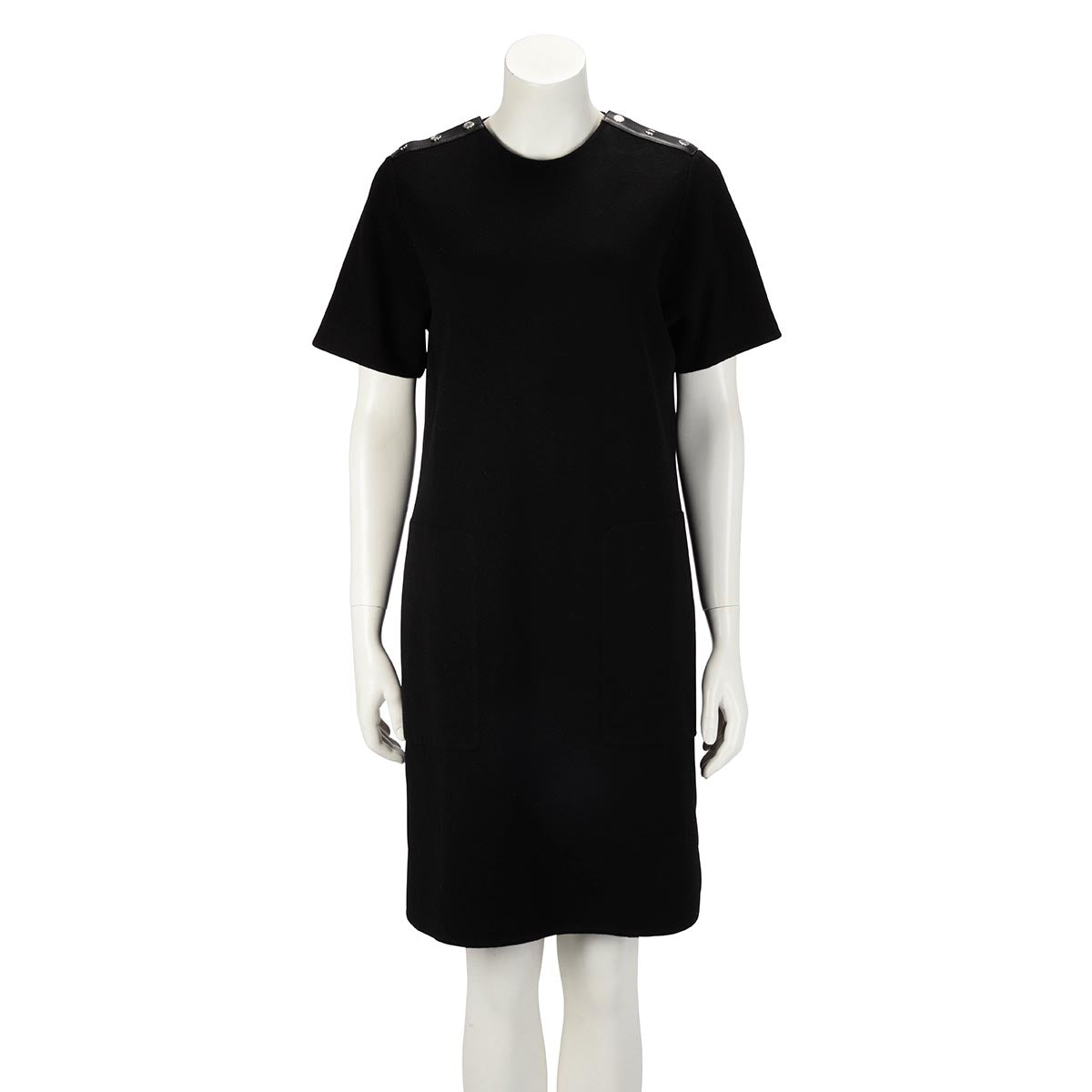 Hermes Black Knit Clou De Selle Button Shoulder Dress FR 40