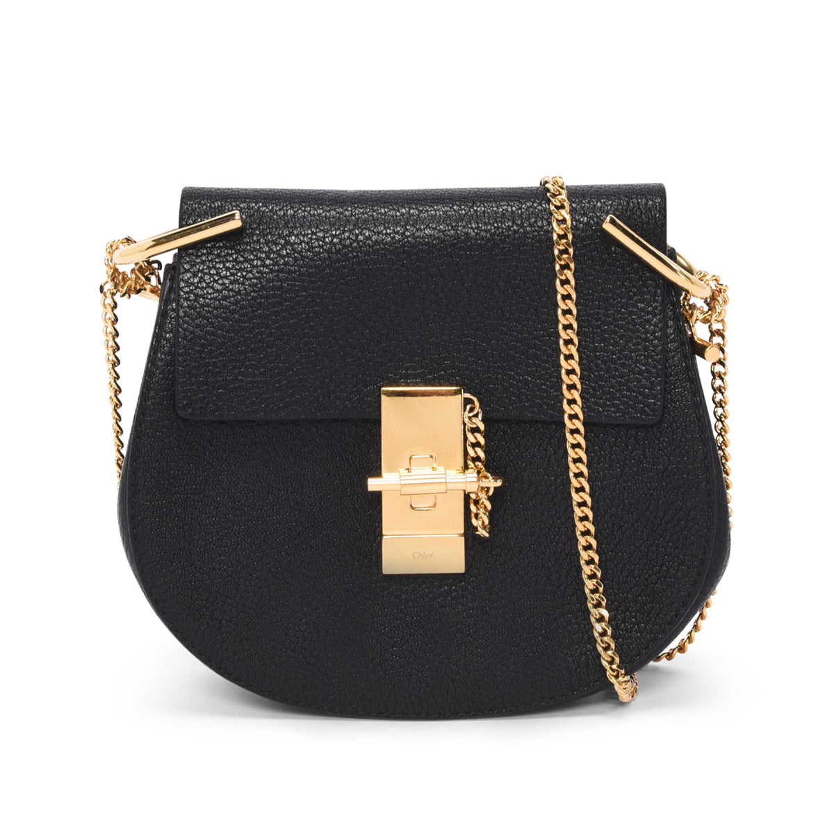 Chloe Black Grained Lambskin Small Drew Shoulder Bag