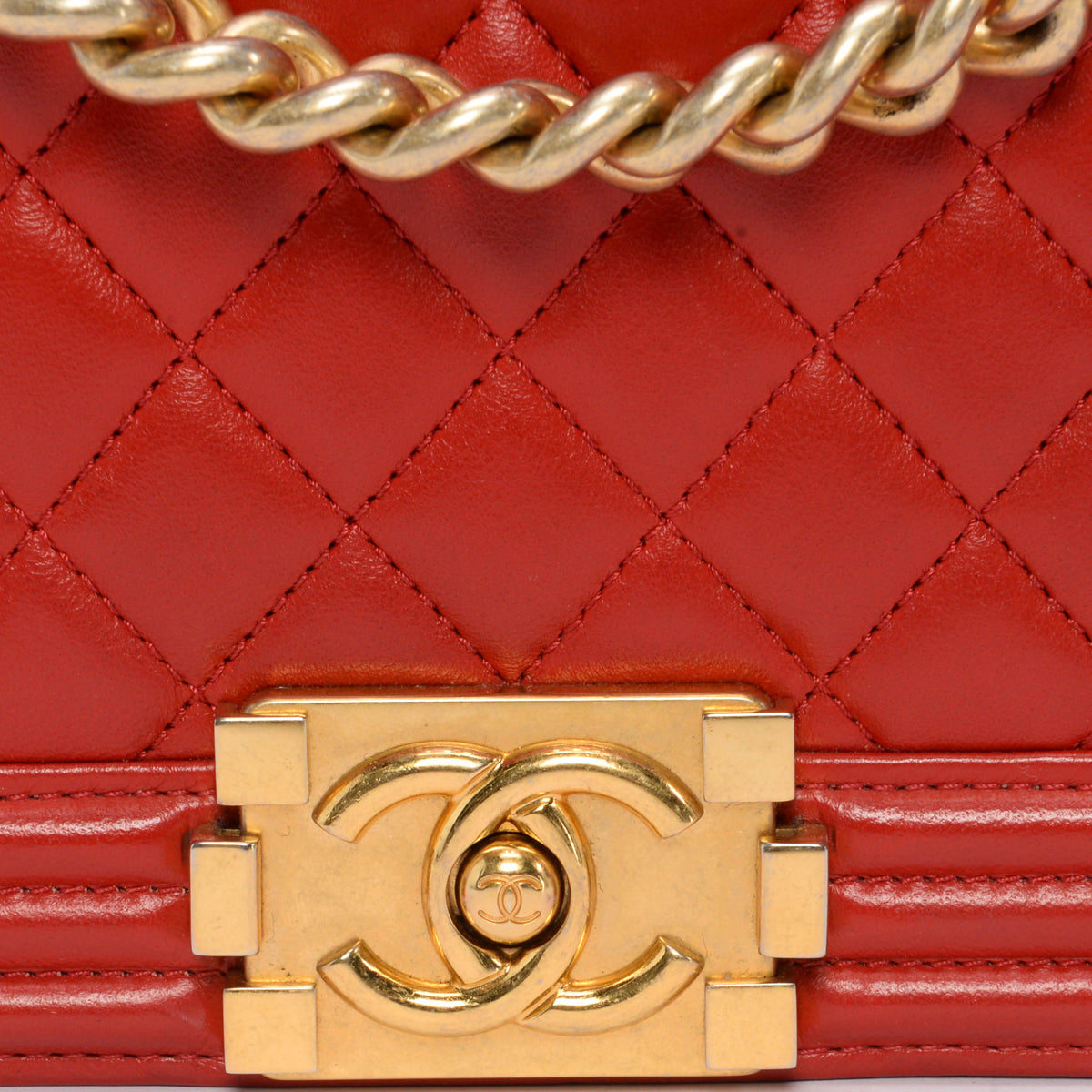 Chanel Red Quilted Lambskin Large Boy Bag