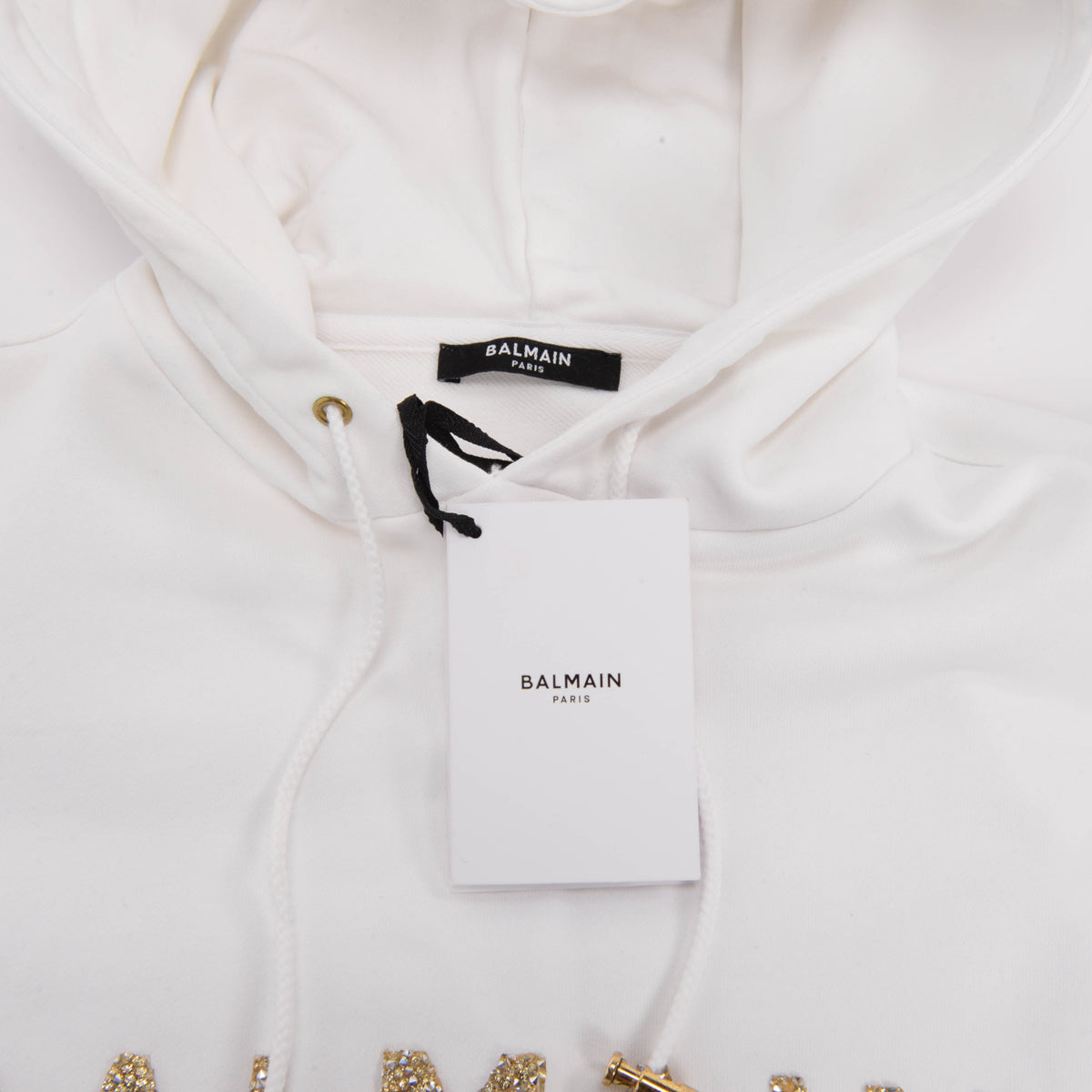 Balmain White Cotton Logo Hooded Sweater S