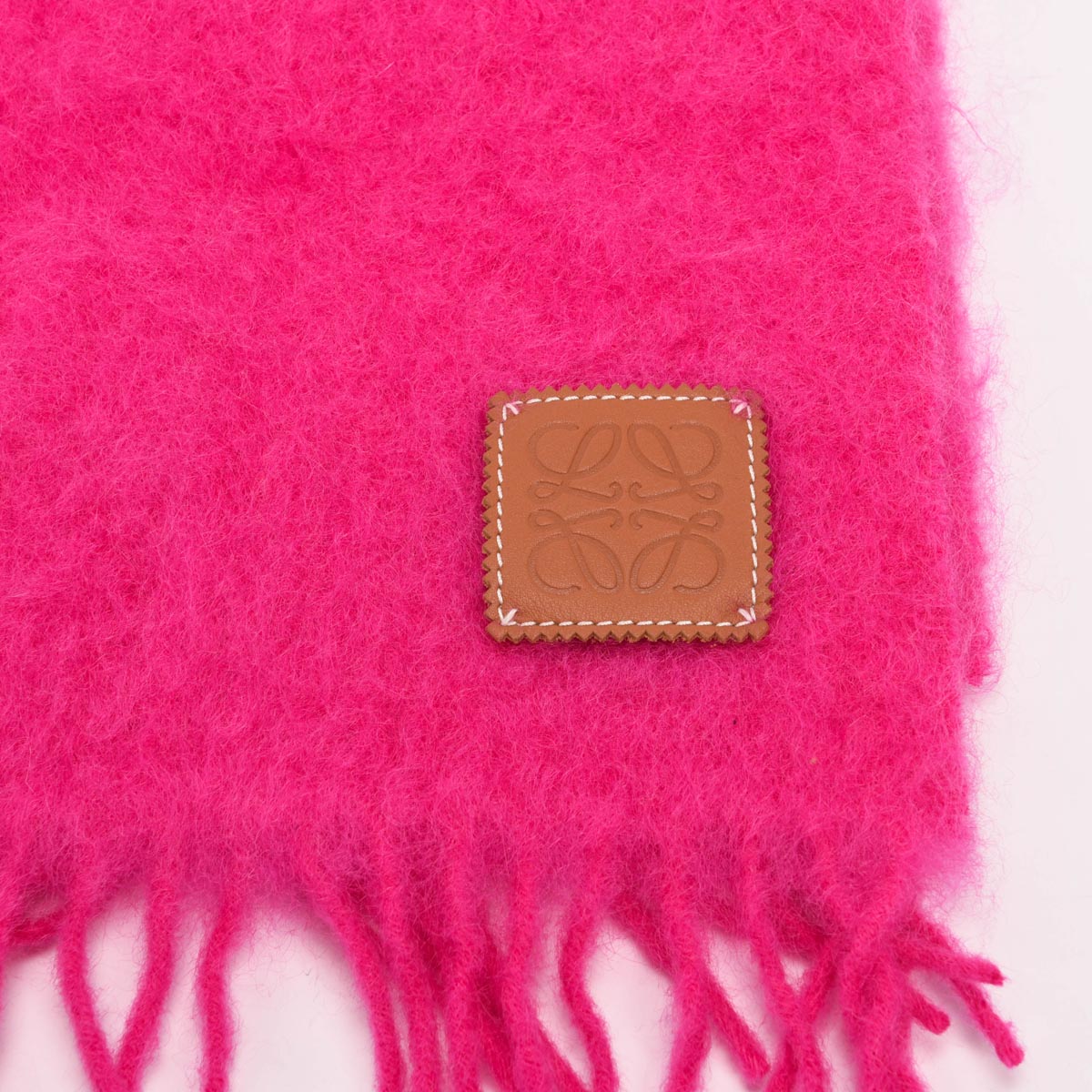 Loewe Bright Pink Mohair & Wool Anagram Scarf