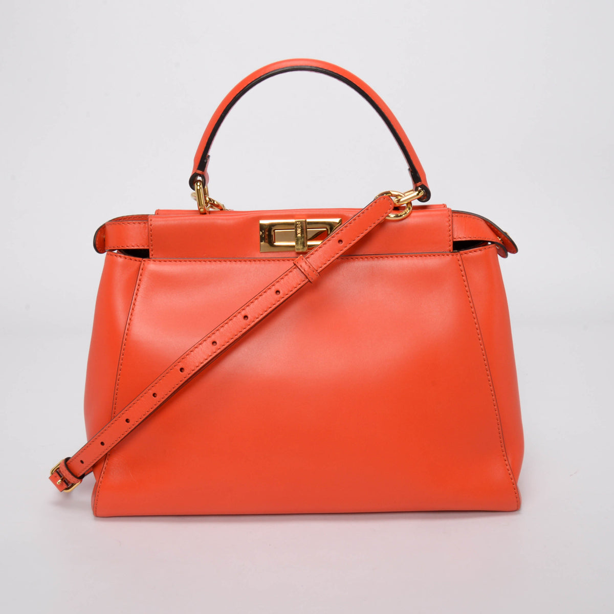 Fendi Orange Nappa Medium Peekaboo Tote