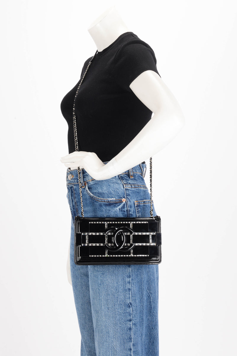 Chanel Black Patent & Crystal Boy Brick Flap Bag