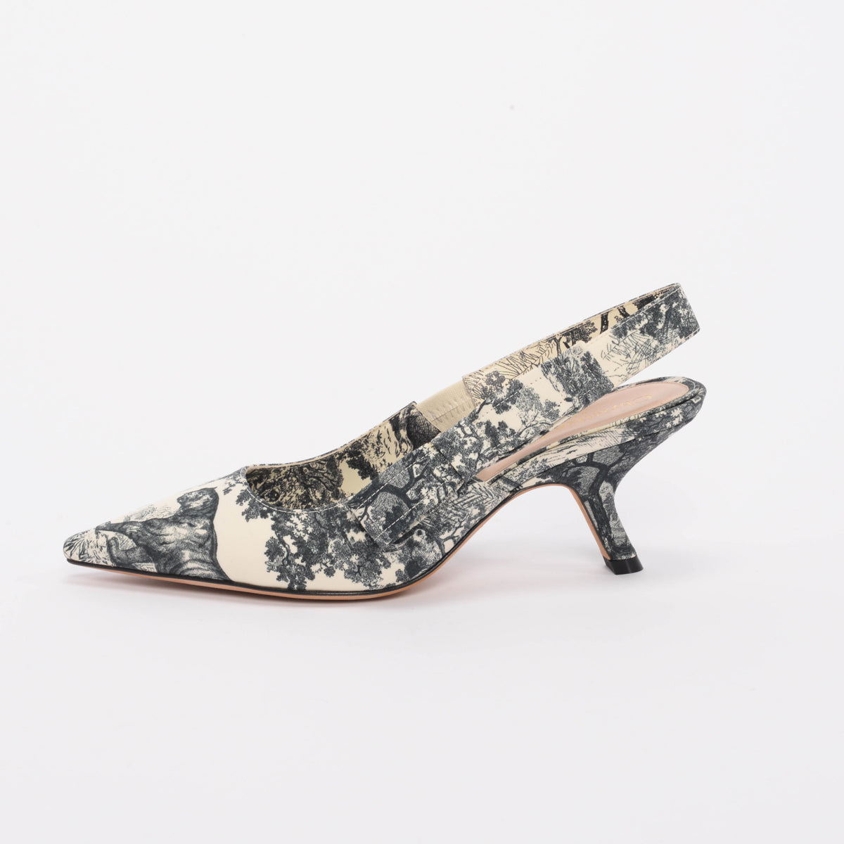 Dior Blue Toile De Jouy Sweet D Slingback Pumps 36