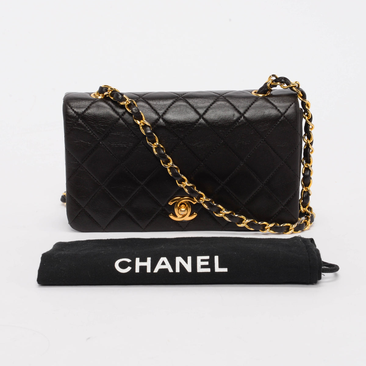 Chanel Vintage Brown Lambskin CC Full Flap Mini Bag