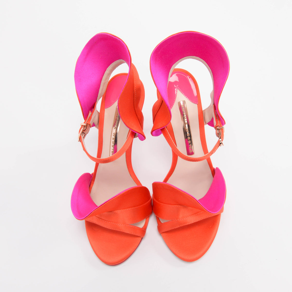 Sophia Webster Orange & Pink Satin Ruffle Lucia Sandals 36.5