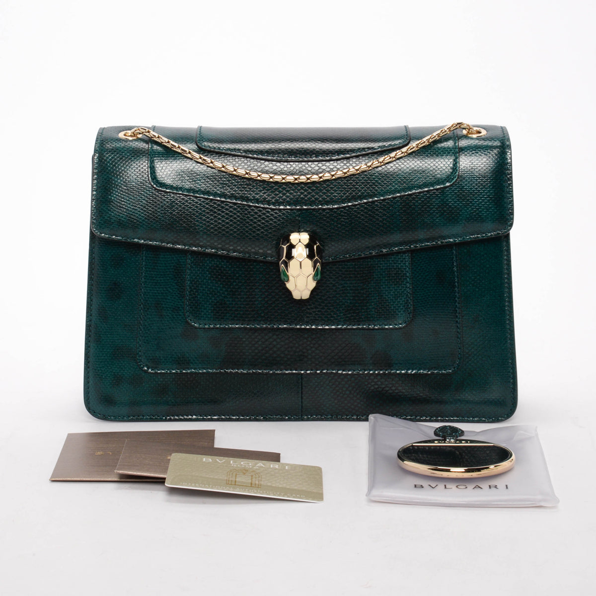 Bulgari Emerald Karung Medium Serpenti Forever Shoulder Bag